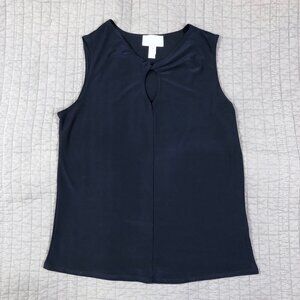 4/$15 Morgan Taylor Tank Top Women Medium Blue Keyhole Sleeveless